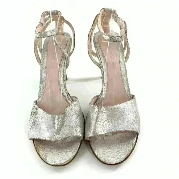 Nine West womens heels size 8 Magnar silver crackled leather holiday new years - Picture 2 of 15